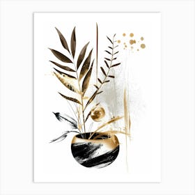 Gold And Black Abstract Painting 105 Art Print