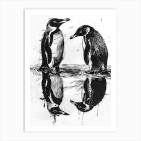 Emperor Penguin Admiring Their Reflections 3 Art Print