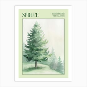 Spruce Tree Atmospheric Watercolour Painting 1 Poster Art Print