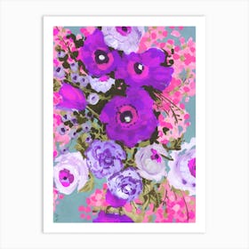 Purple And Rose Pink Bouqet Art Print