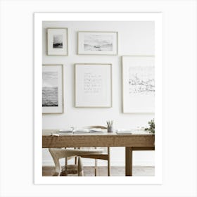 Scandinavian Style Study Pencil Sketch On Paper Flora Delicately Arranged On A Wooden Desk Complem Art Print