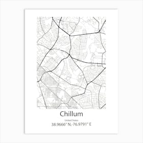 Chillum,United States Minimalist Map 1 Art Print