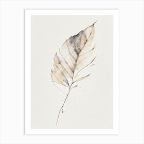 Ash Leaf Minimalist Watercolour 2 Art Print