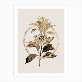 Gold Ring Chinese New Year Flower Glitter Botanical Illustration Art Print