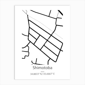 Shimotoba,Japan Minimalist Map Art Print