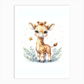 Charming Giraffe Wall Art Art Print