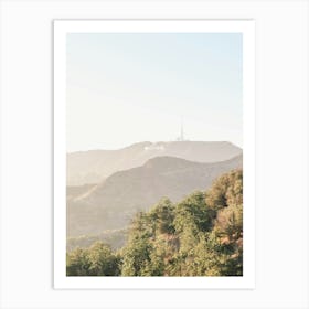 Los Angeles, USA I Hollywood sign letters photography at sunset light on the mountain from Griffith Observatory with a summer pastel sweet sunny soft aesthetic boho vibes and fine art photography film camera style Art Print