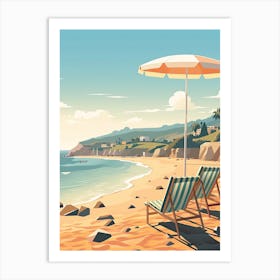 Malibu Beach California, Usa, Graphic Illustration 3 Art Print