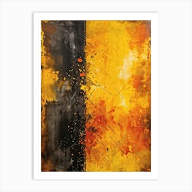 Abstract Watercolor Painting Captures The Essence Of Autumn With Splashes Of Bright Yellow Brillian (4) Art Print