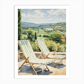 Sun Lounger By The Pool In Montalcino Italy Art Print