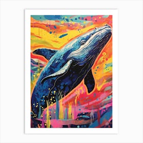 Colour Burst Whale 1 Art Print