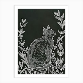 Japanese Bobtail Cat Minimalist Illustration 3 Art Print