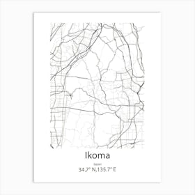 Ikoma,Japan Minimalist Map Art Print