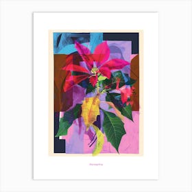 Poinsettia 4 Neon Flower Collage Poster Art Print