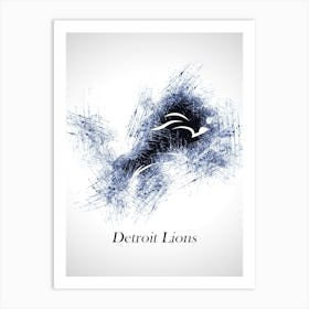 Detroit Lions Sketch Drawing Art Print