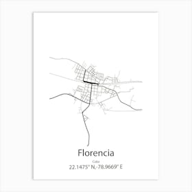 Florencia,Cuba Minimalist Map Art Print