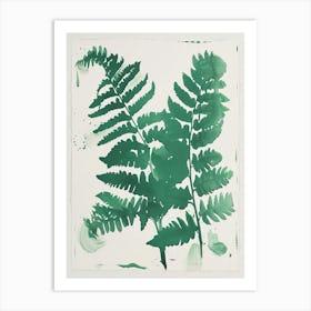 Green Ink Painting Of A Button Fern 1 Art Print