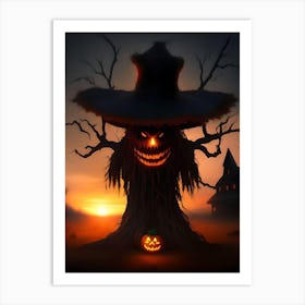 Scary Halloween Tree Art Print