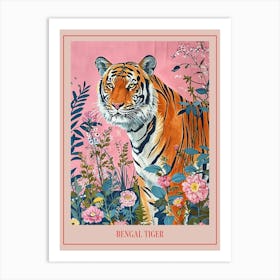 Floral Animal Painting Bengal Tiger 1 Poster Art Print