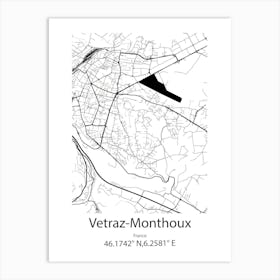 Vetraz Monthoux,France Minimalist Map Art Print