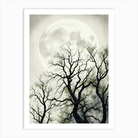 Full Moon Over Trees Art Print