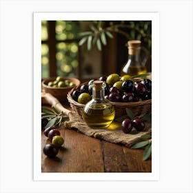 Olives And Olive Oil Art Print