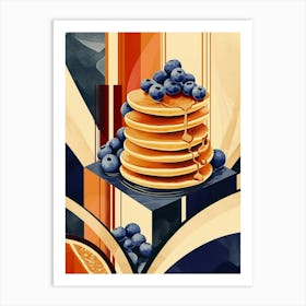 Art Deco Pancake Stack With Blueberries 3 Art Print