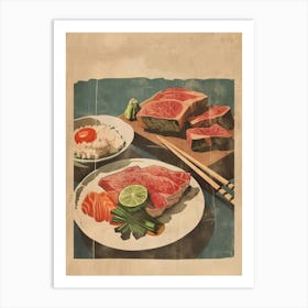 Wagyu Donburi Japanese Cuisine Mid Century Modern Art Print