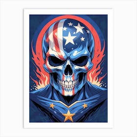 American Flag Floral Face Evil Death Skull (34) Art Print