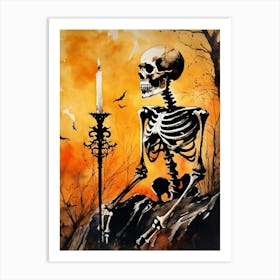 Vintage Halloween Gothic Skeleton Painting (20) Art Print