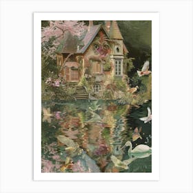 Collage Pond Monet Fairies Scrapbook 6 Art Print
