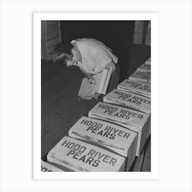 Checking Crates Of Pears Ready For Shipment To The Markets, Hood River, Oregon By Russell Lee Art Print