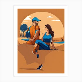 Man And Woman In The Desert Art Print