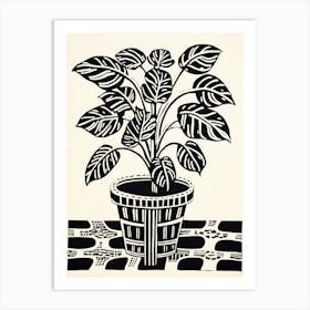 B&W Plant Illustration Cast Iron 1 Art Print