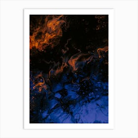 Abstract Blue And Orange Liquid Art Print