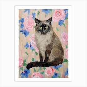 A Birman Cat Painting, Impressionist Painting 2 Art Print