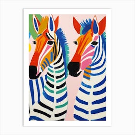 Colourful Kids Animal Art Zebra 1 Art Print