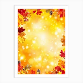 Autumn Leaves Glowing With Bright Yellows Fiery Oranges And Deep Reds Encased Within A Whimsical Art Print