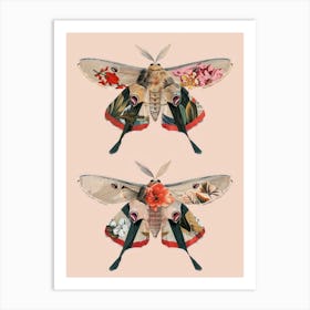 Pink Shades Butterfly William Morris Style 3 Art Print