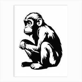 Thinker Monkey Simple Illustration 1 Art Print