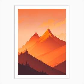 Misty Mountains Vertical Composition In Orange Tone 353 Art Print