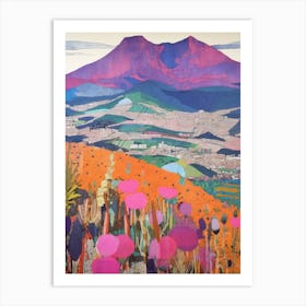 Mount Vesuvius Italy 2 Colourful Mountain Illustration Art Print