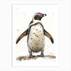 Humboldt Penguin Robben Island Watercolour Painting 4 Art Print