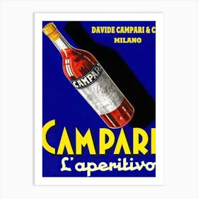 Campari Aperitivo Blue Yellow Bar Cocktails Vintage Bitter Art Print