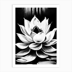 Lotus Flower, Symbol, Third Eye Black & White 1 Art Print