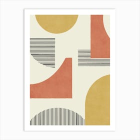 Line Art Geometric Abstract Pattern - Orange Gold Yellow Art Print