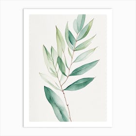 Wax Myrtle Leaf Minimalist Watercolour 1 Art Print