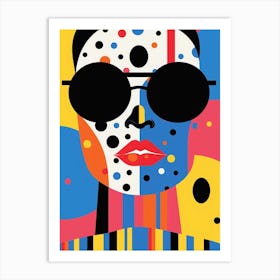 Geometric Face With Patterns And Sunglasses 1 Art Print