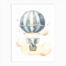 Baby Elephant 1 In A Hot Air Balloon Art Print