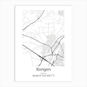 Kongen,Germany Minimalist Map Art Print